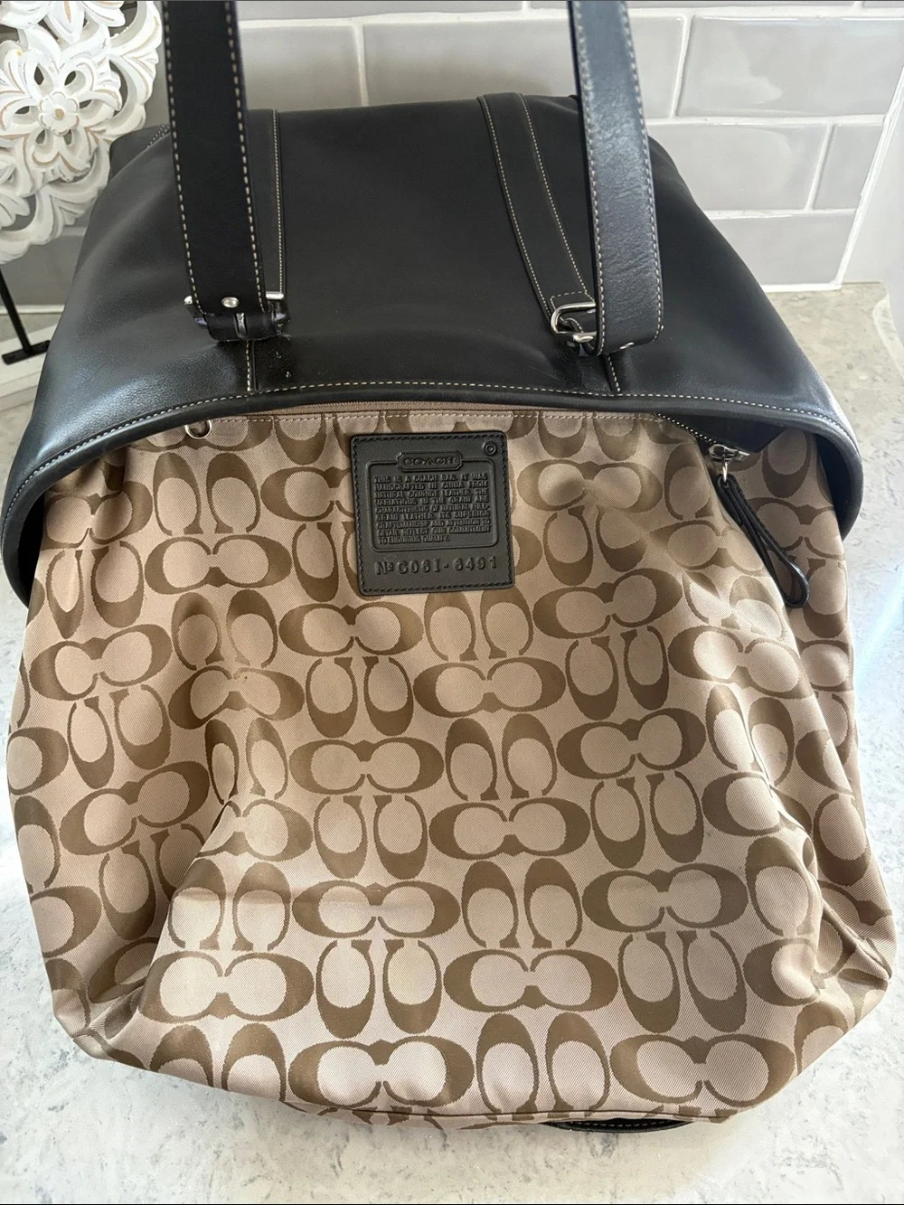 Coach Y2K Hampton black leather carryall Tote 6491 ~EXCELLENT